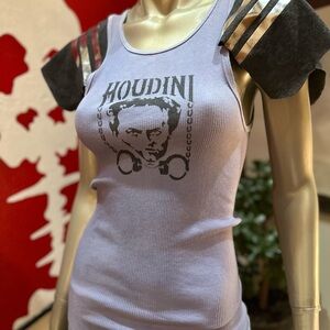 ⚡️Harry Houdini magician Women's Graphic Tank Top Light Purple Grey cap sleeve M